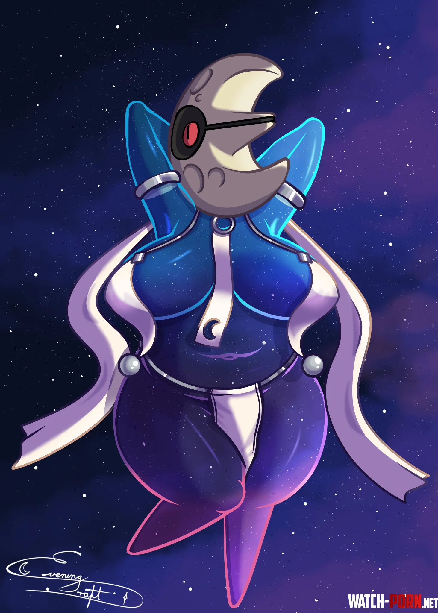 The godess of the moon | Lunatone (41/1025) [OC] by EveningDraftArt