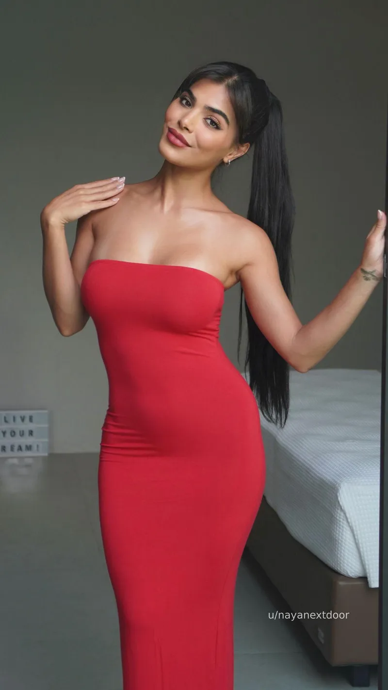 Thumbnail nayanextdoor Radiates Glamour: Red Dress Perfection