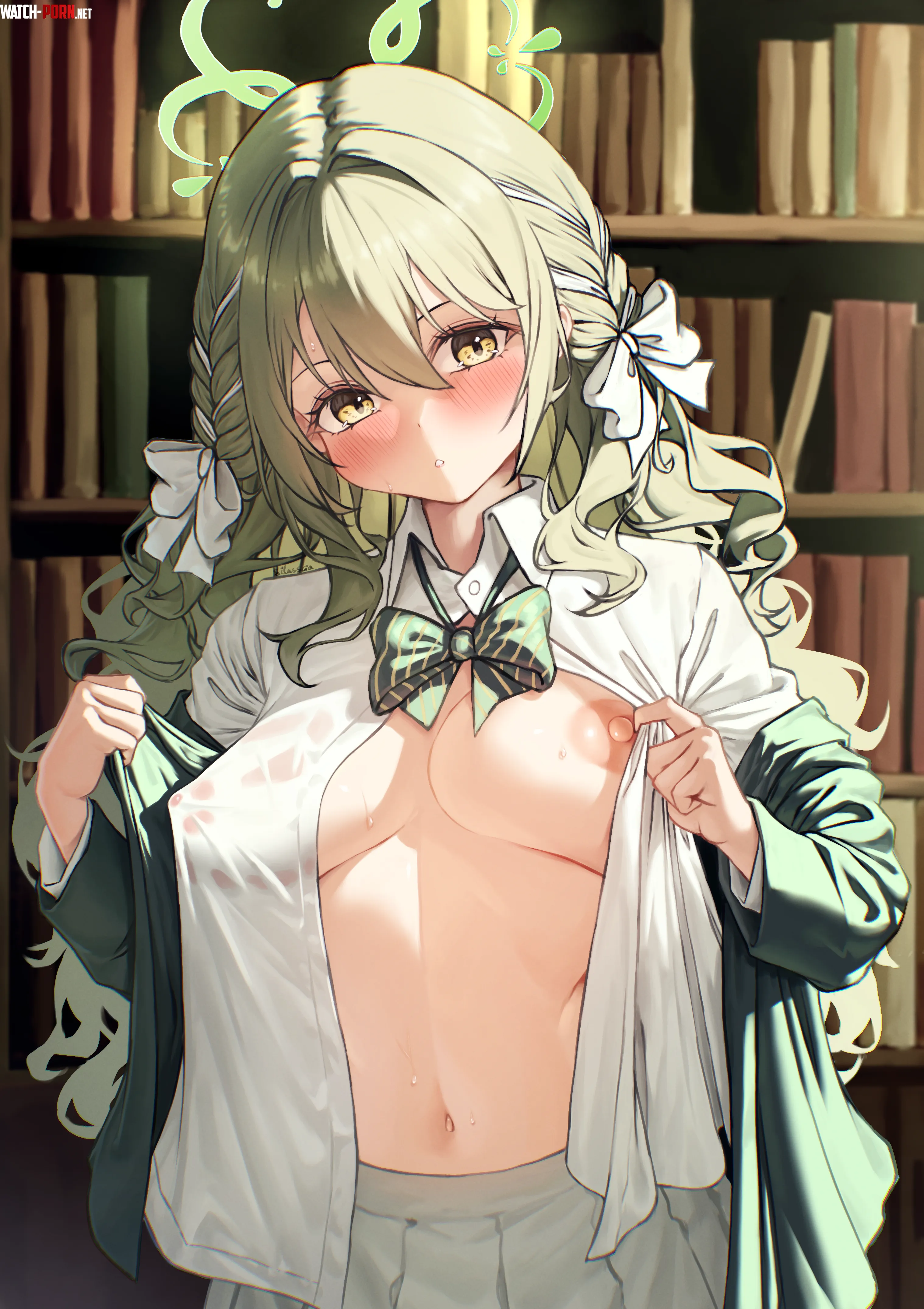 Teasing in library (silasscia45) [blue archive] by BloodLustHunt