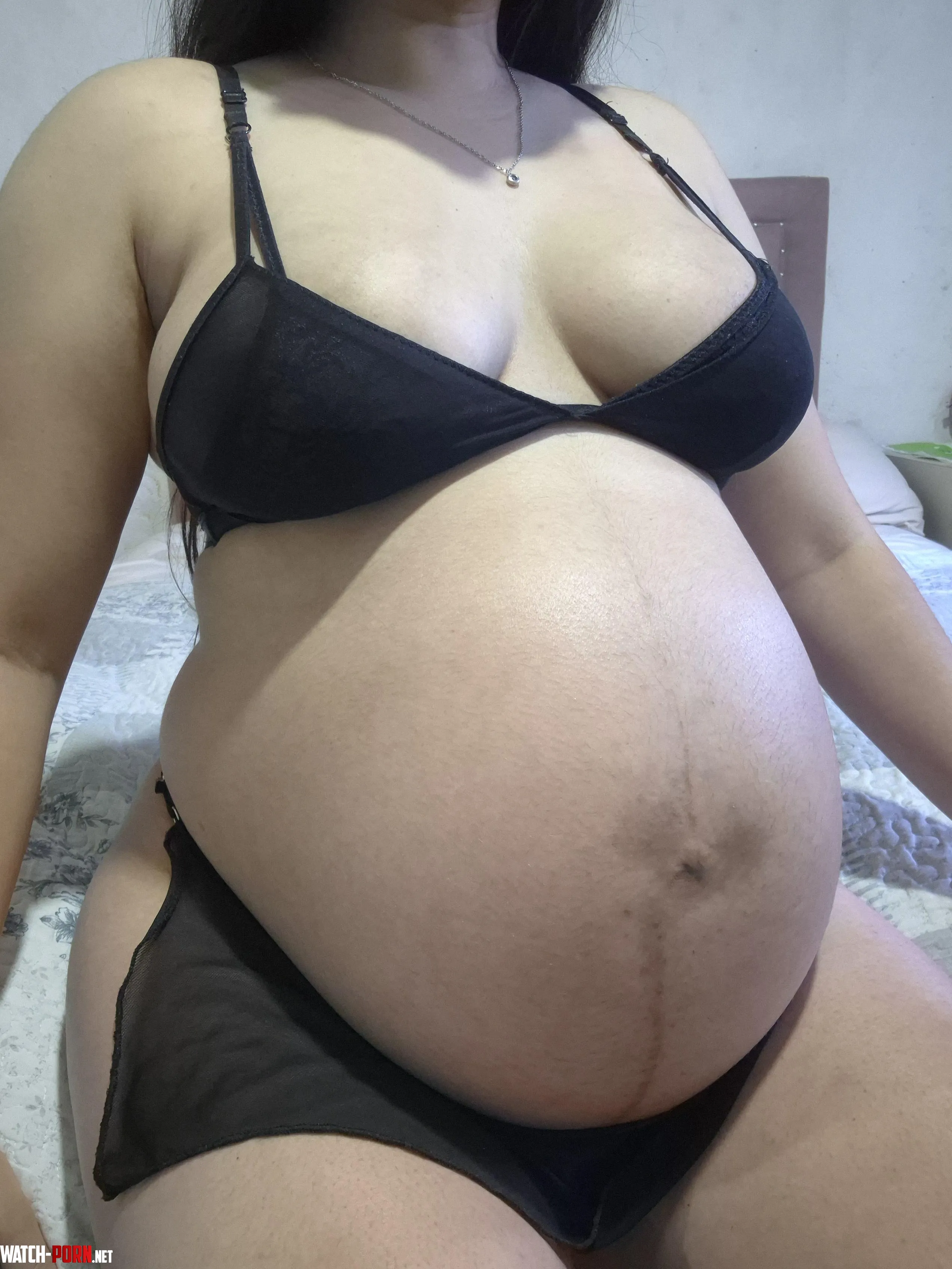 Stand behind me and hold my big pregnant belly, I feel so full by mmasita69