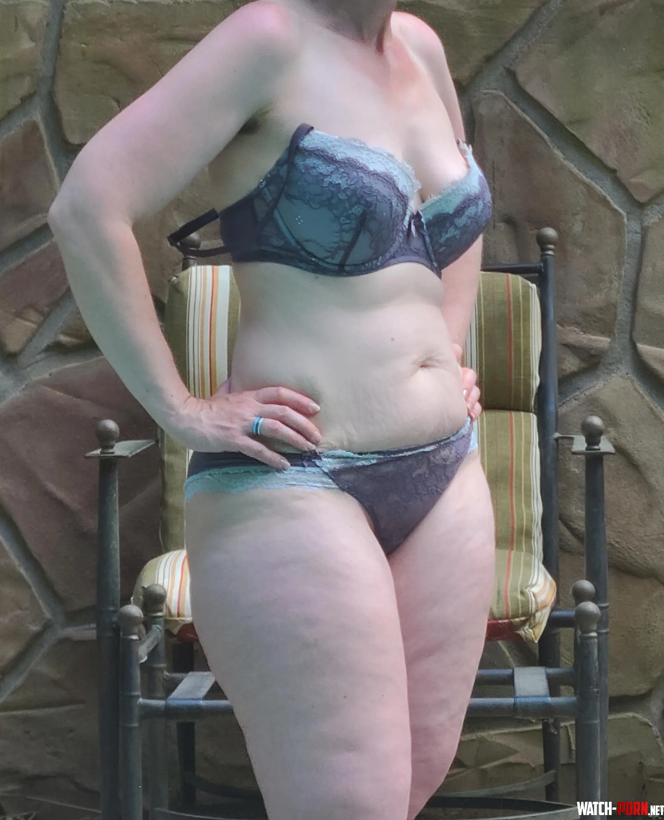 Just hanging outside by the pool in my bra and panties, as one does. by CarasBoobs
