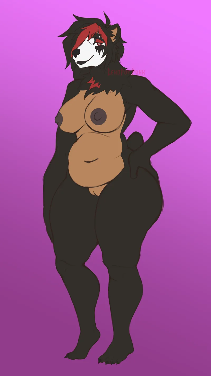Thumbnail Preening in Yiff: LewdPop.Punk's Seductive Pose by Punk_Monke