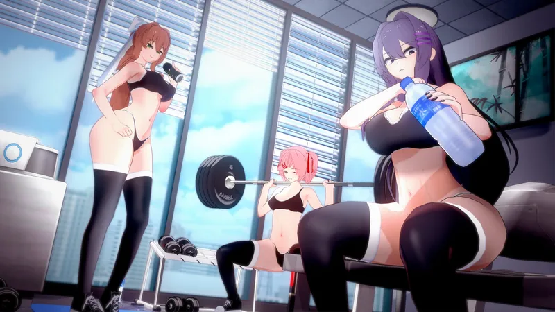 Thumbnail Sensual Renders: 'gym monika, natsu and yuri' by LizeroMashiro