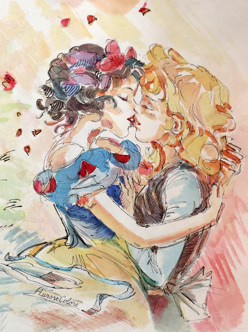 Thumbnail Snow White x Cinderella Love Story by AuroreColore - Yuri Art Joy