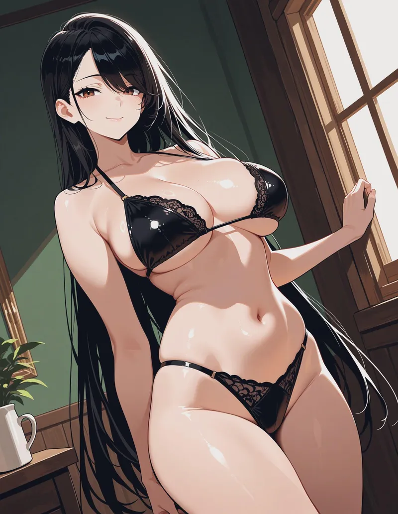 Thumbnail WoolsonDaSheep Dazzles in Black Lace Lingerie - Animemidriff