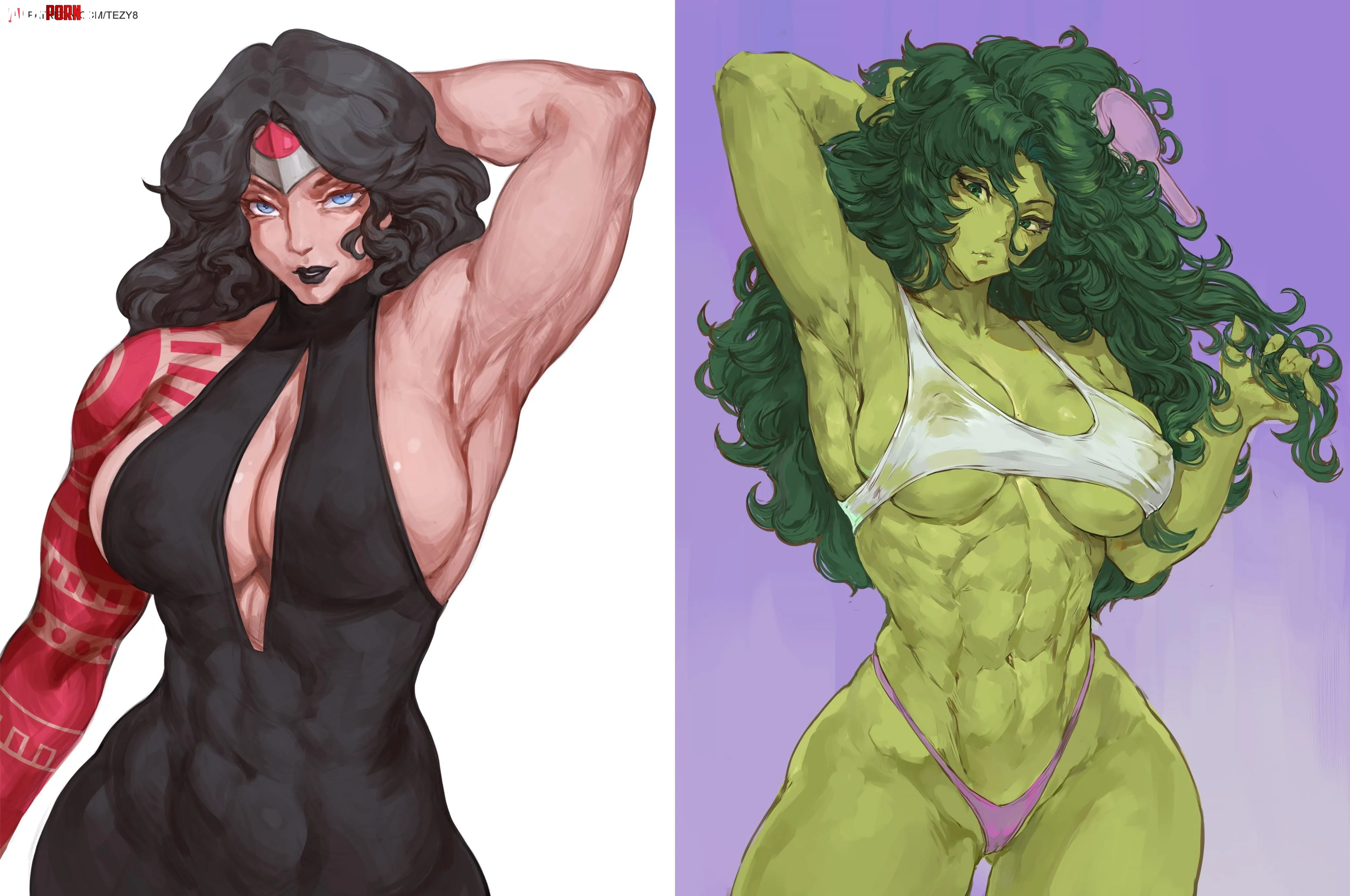 Wonder Woman & She-Hulk, by me (Tezy8) by StarvingArtist2000