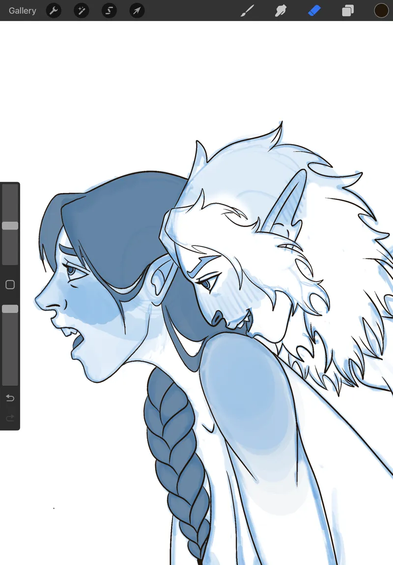 Thumbnail D&D Art: Sketch of My Character and Her Girlfriend in Original Story by saltychangeling