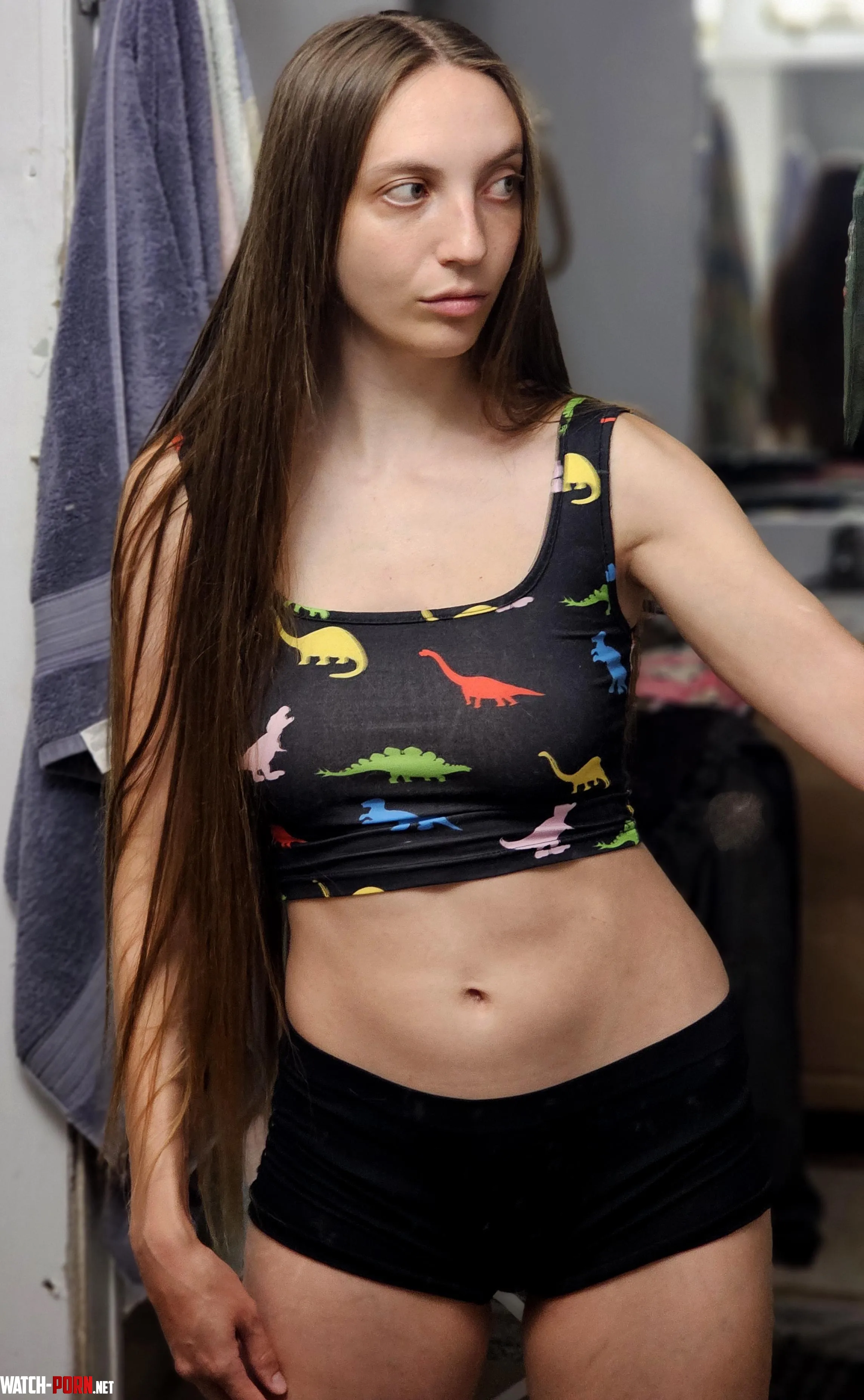 A cute dinosaur crop top from the thrift store by witchrosen