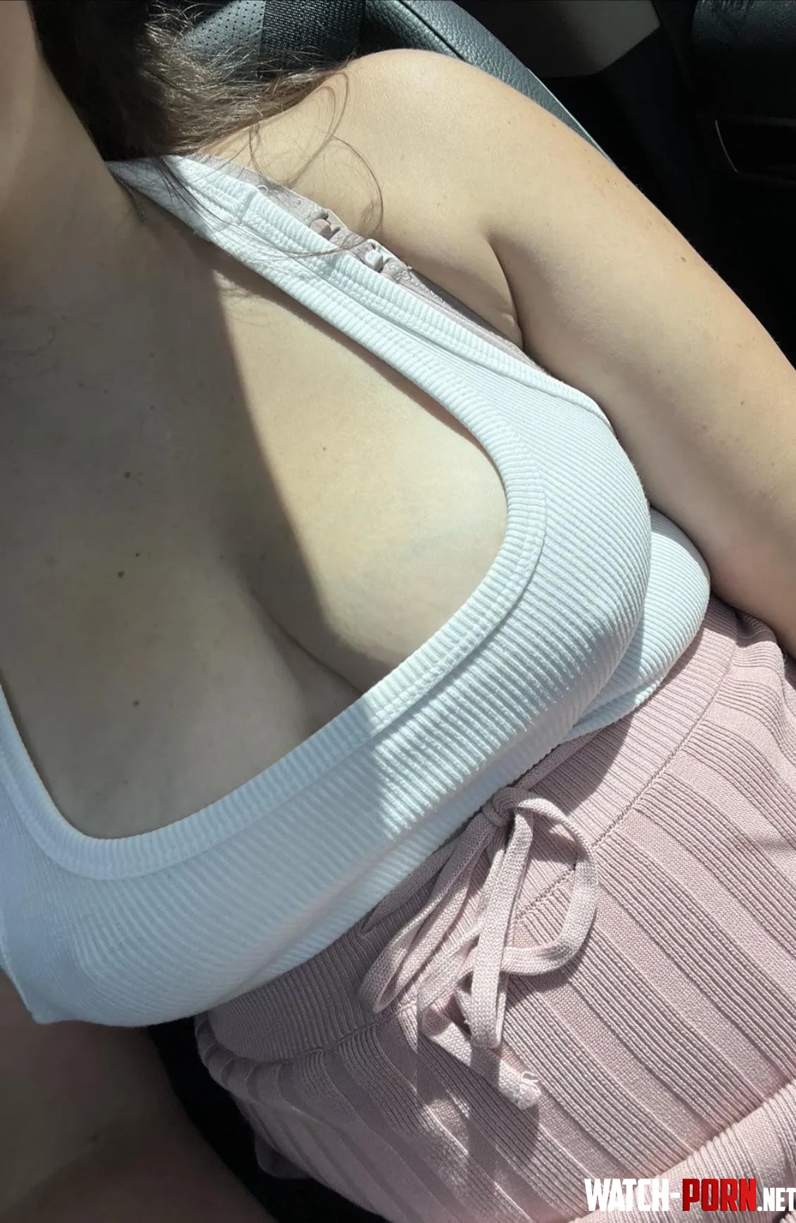 Braless and lawless (no seatbelt 😜) by Doh69247