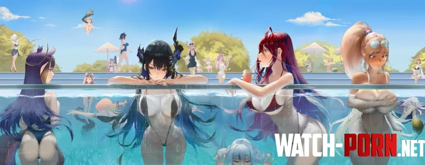 Hololive Girls at the pool by Parking_Rich_5063