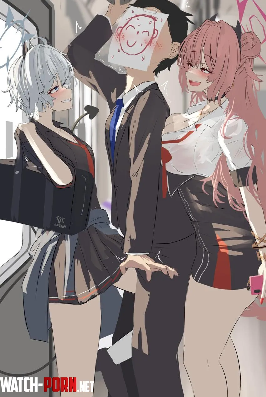 Sandwiched on the train by Somanycookies1