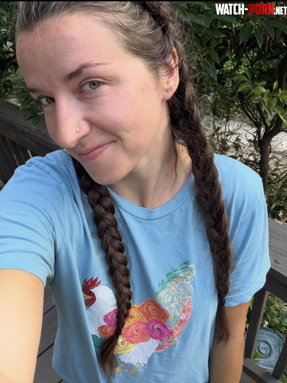 Just finished feeding the chickens in my chicken shirt! by Lothlori13