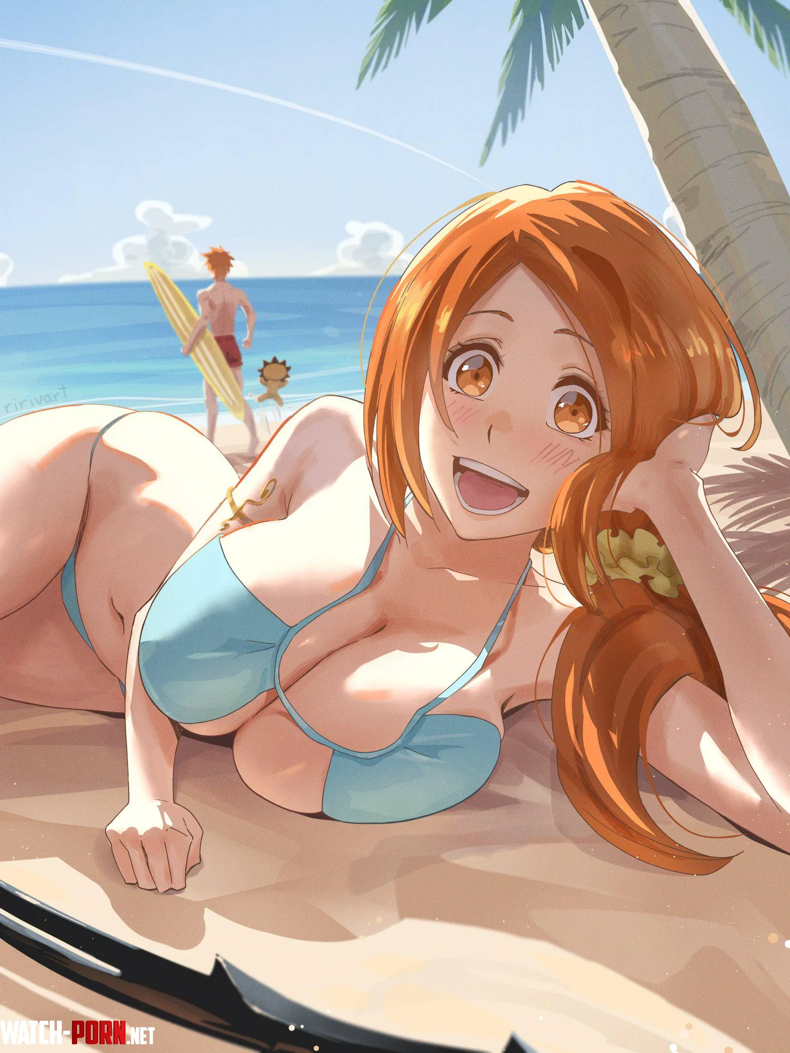 Orihime Beach Day [Bleach] by A_MASSIVE_PERVERT