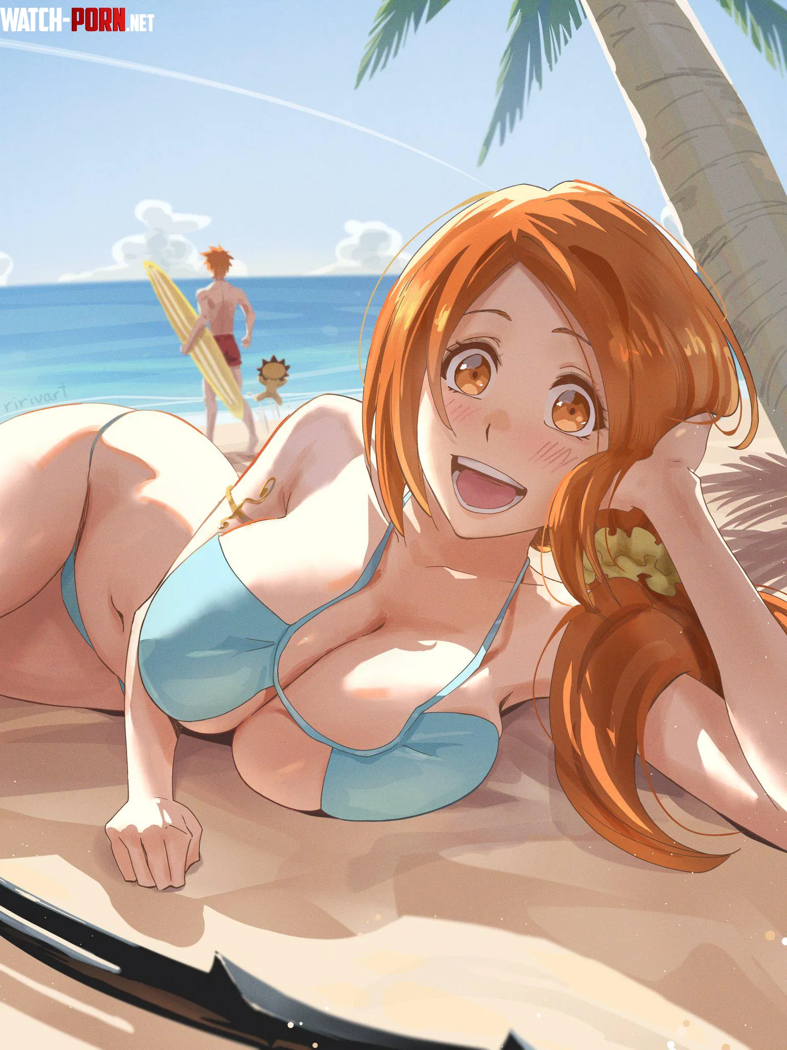 Orihime Beach Day [Bleach] by A_MASSIVE_PERVERT