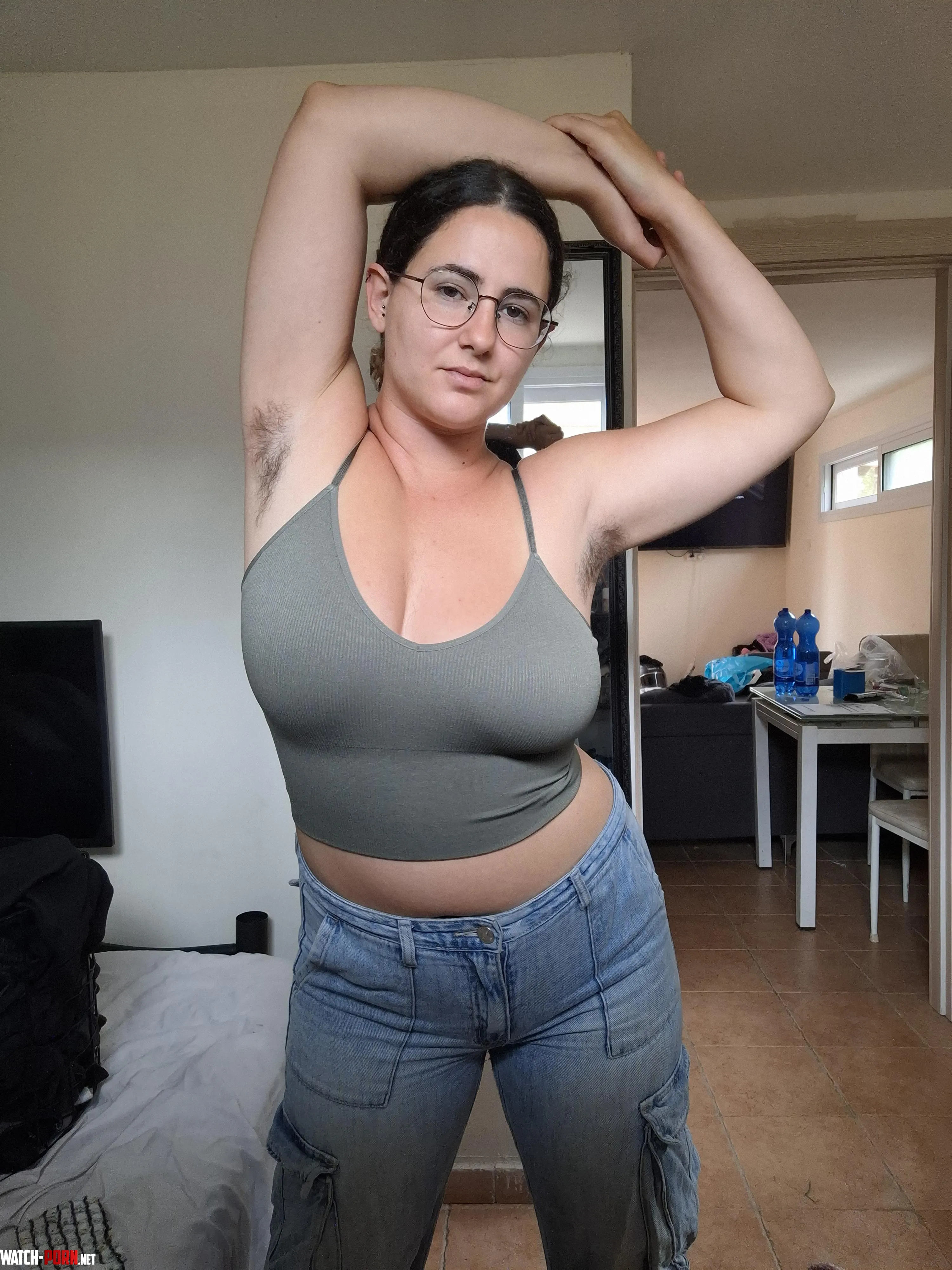 My no bra and hairy pits mood by orel-strongal