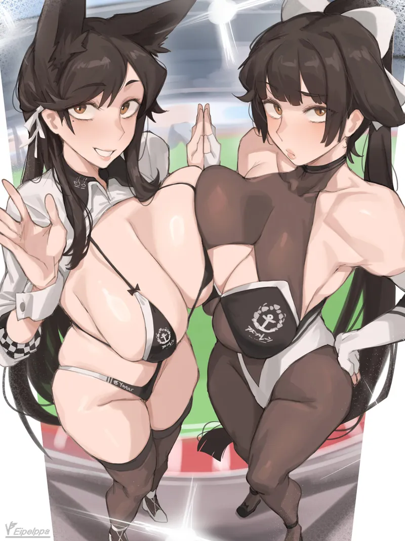 Thumbnail Race Queens Atago and Takao (iparupua) [Azur Lane]: Exploring Big Anime Tiddies | llamanatee