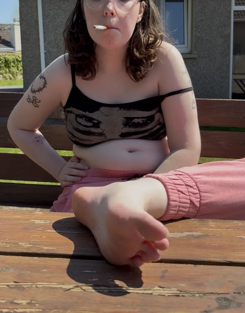 Thumbnail Smoking and Stubbing Cigarettes on Bare Feet by marilynsmadness