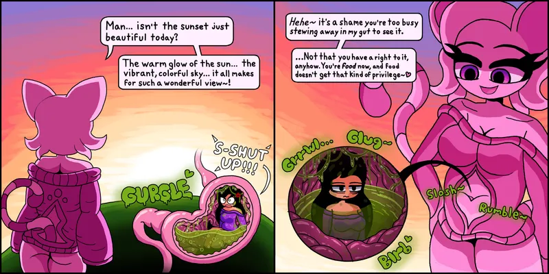 Thumbnail Enjoying the Sunset Art by ScubaBagel078 in Vore Category