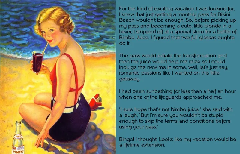Thumbnail New Caption! Bimbo Juice on Bikini Beach by Lost-Day-5036