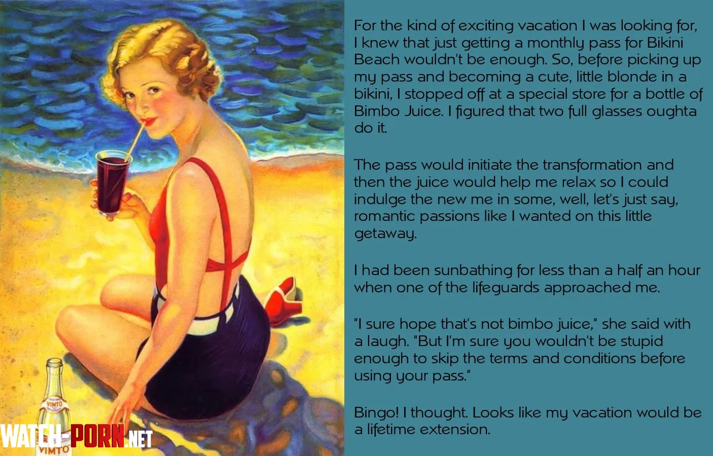 New Caption! Bimbo Juice on Bikini Beach by Lost-Day-5036