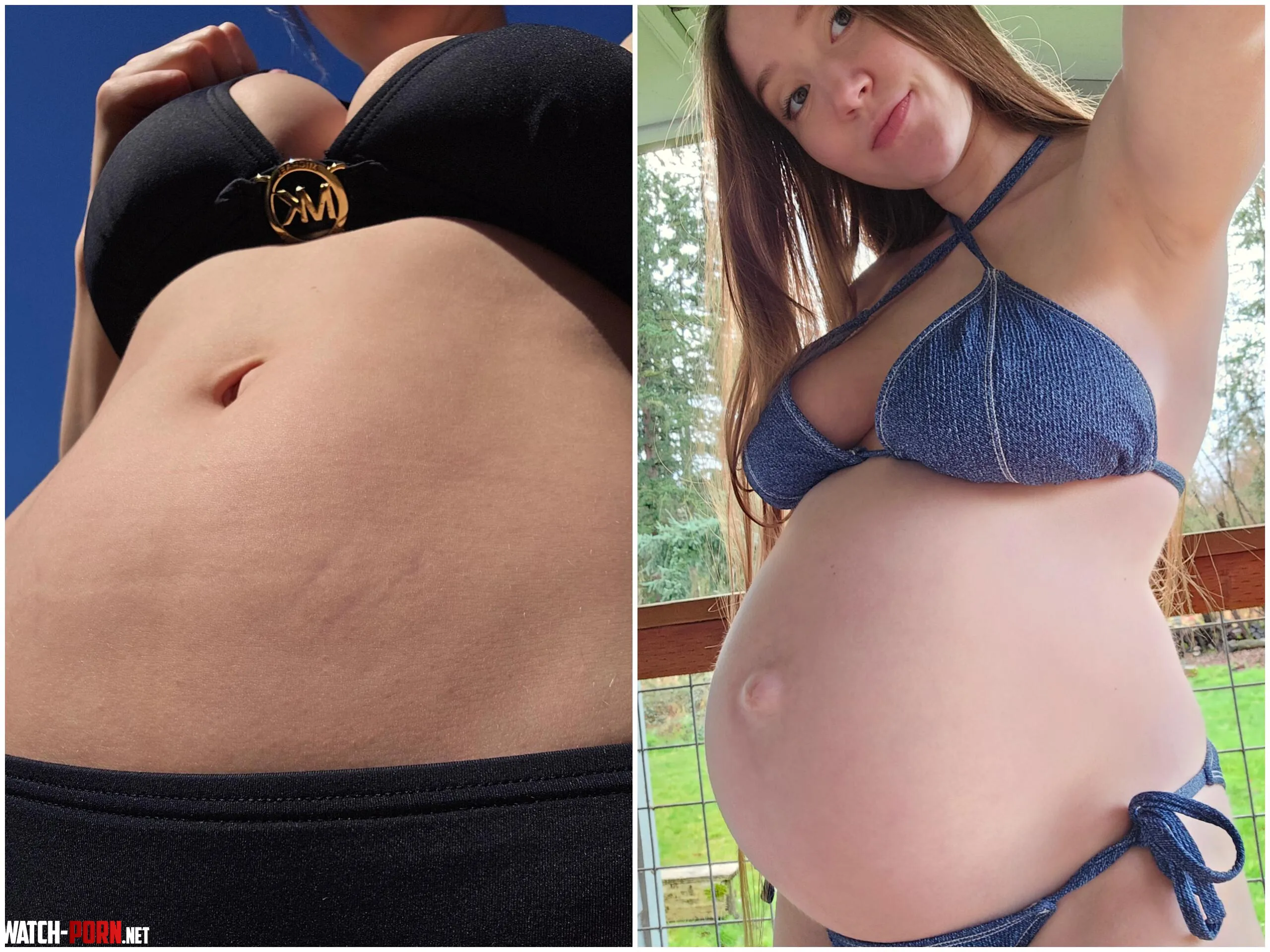 My stretch marks vs the pregnant belly that caused them by jade_love_12345