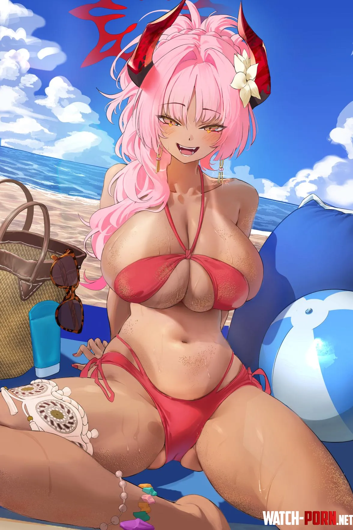 Summer Satsuki Tan [Blue Archive] by A_MASSIVE_PERVERT