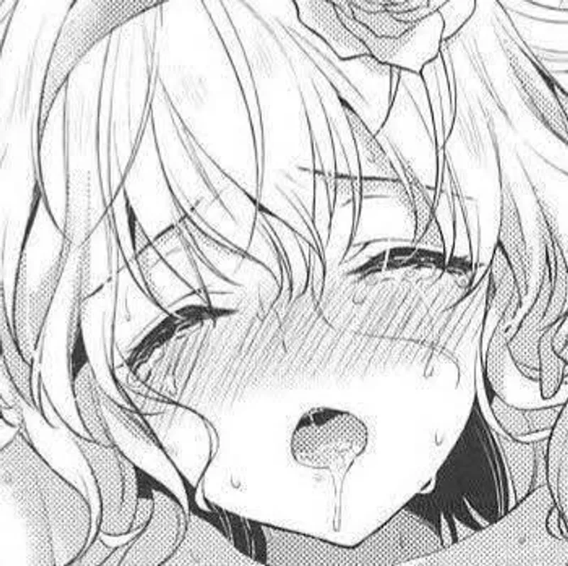 Thumbnail LF Mono Source: 1girl, arm up, armpit, close-up, closed eyes, drooling, face, furrowed brow, hair flower, hairband, nose blush, open mouth, rose, saliva, saliva trail, sweat, tears, upper teeth, white hair