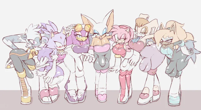 Thumbnail Tangle, BLAZE, Wave, Rouge, Amy, Vanilla, and Whisper posing for you~ (drakeinflates)
