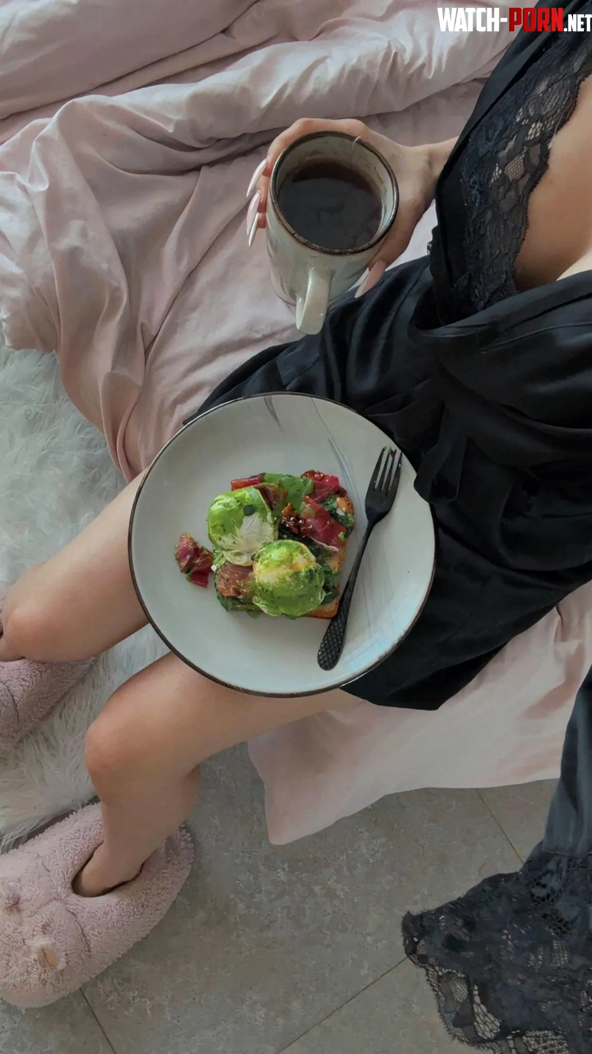 I'm having breakfast, you've got a great view of my legs by linaxttx