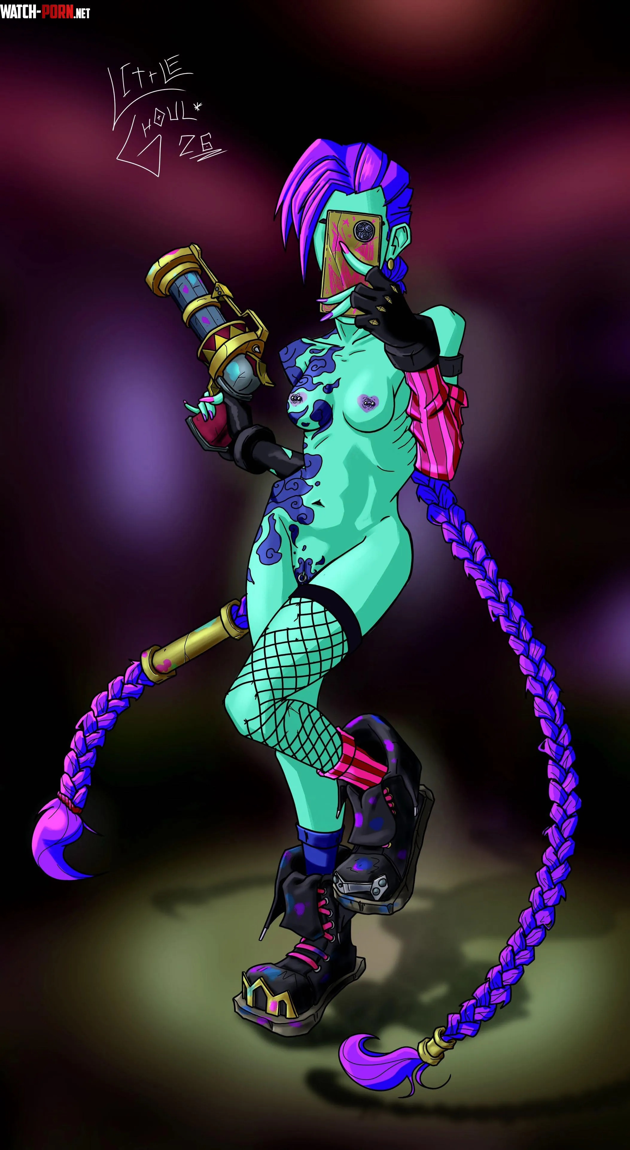 Jinx taking a photo (Little Ghoul) by Little_Ghoul_