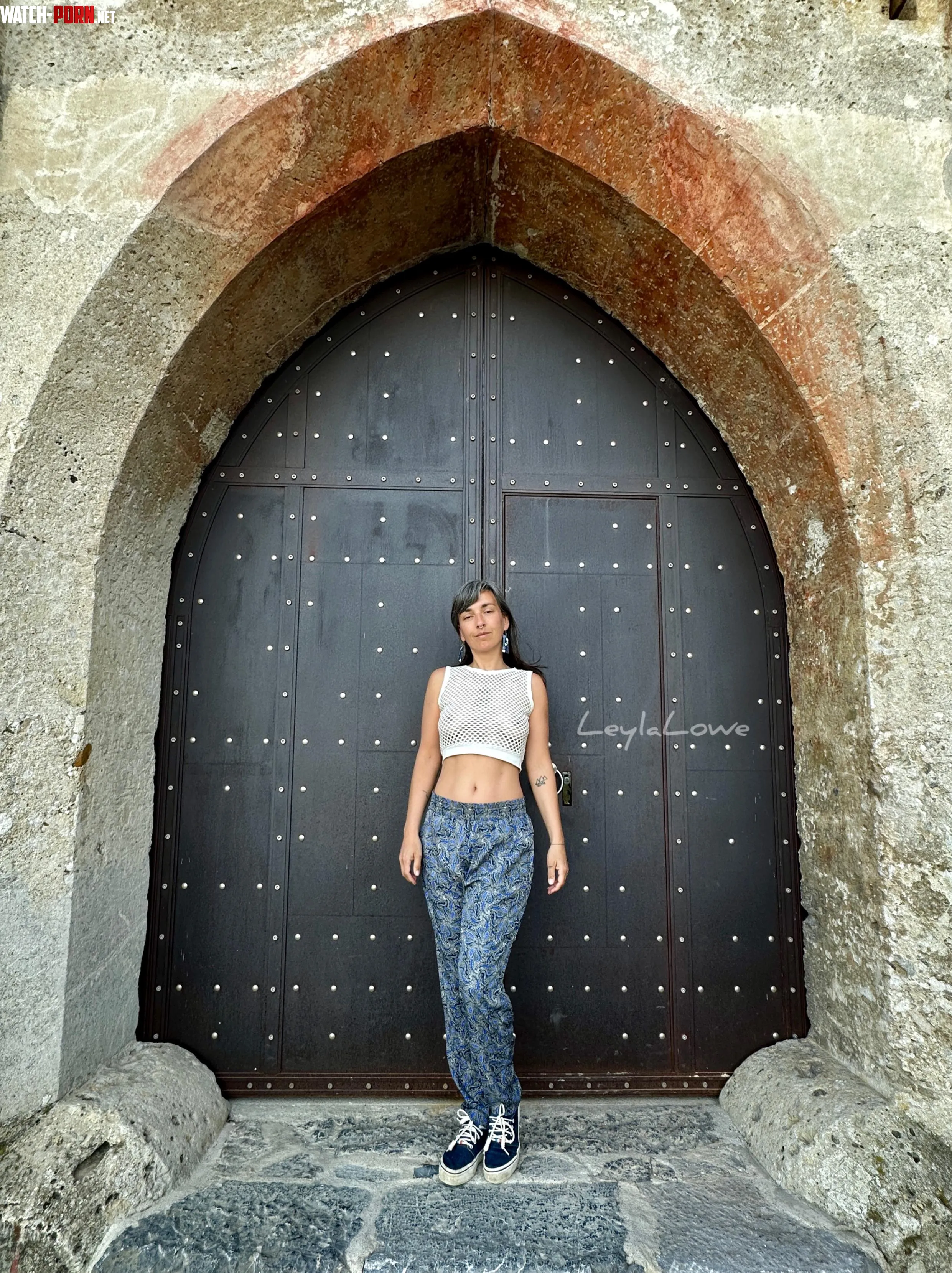 At the castle in my slutty crop top by LeylaLowe