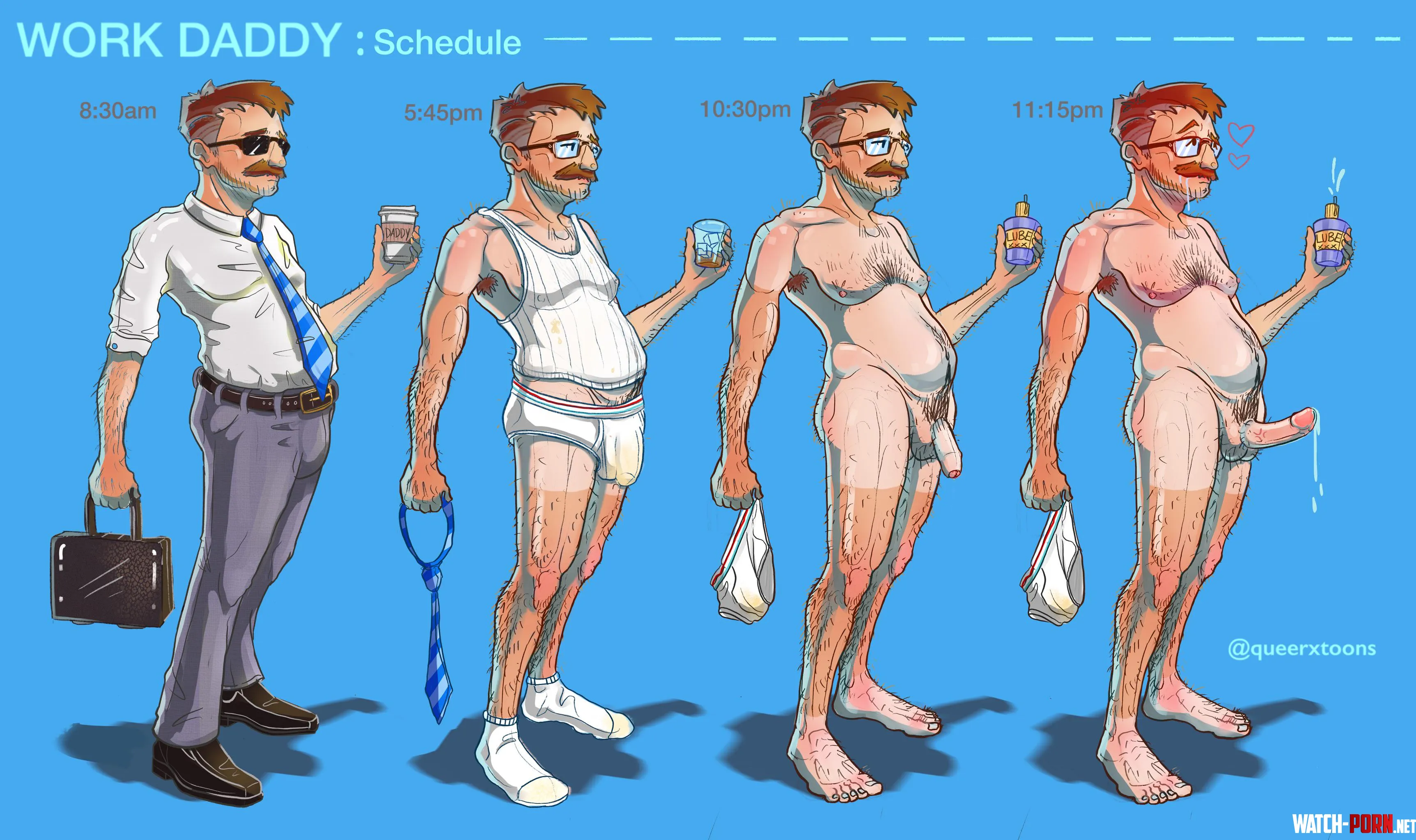 Dads work schedule (OC by me) by QueerxToons