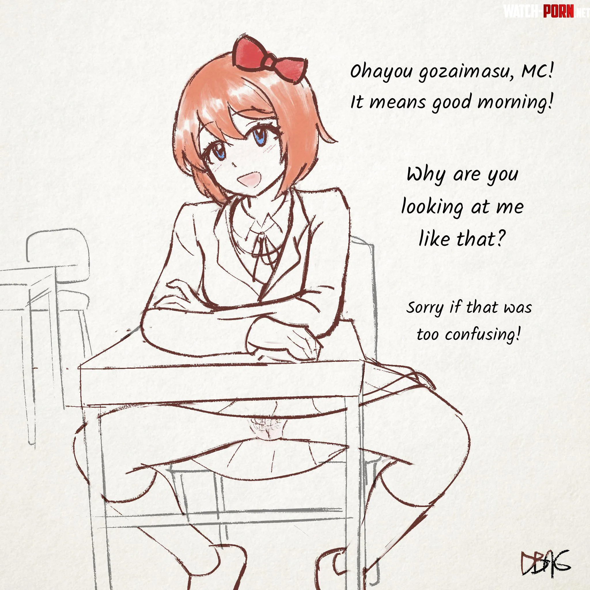 Sayori seems to have forgotten something (dbag) by Ok-Entertainer3360