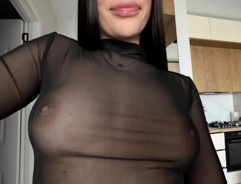 Thumbnail Sheer black top in the kitchen