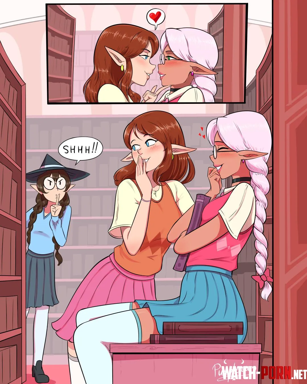 No flirting at the library! [Original] by PurpleGumArtist