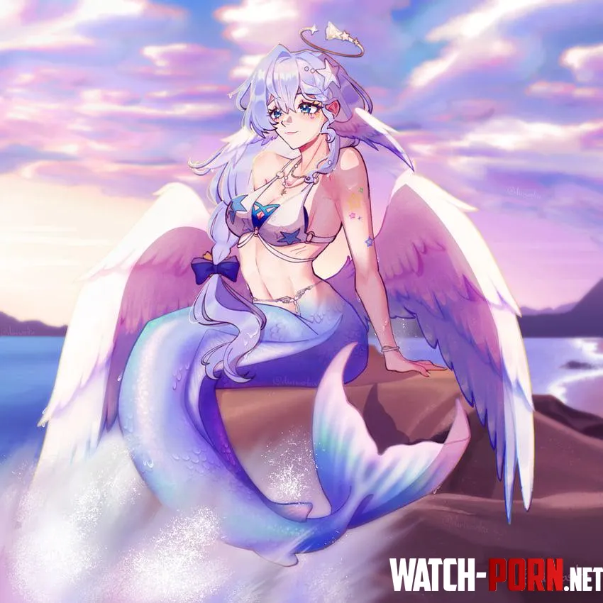 Beautiful Siren resting on the rocks by itshollowwhisper
