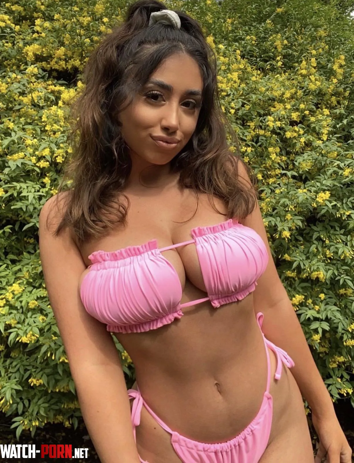 Tanned pink bikini baddie with huge melons by Curious_Honeydew5781