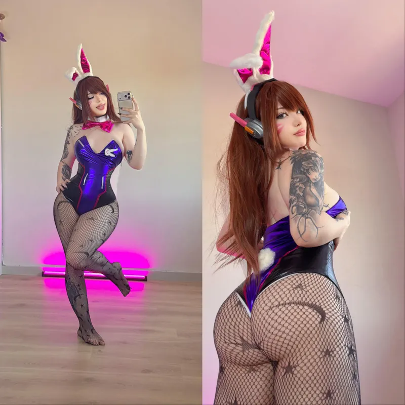 Thumbnail Hot bunny DVA cosplay (Kuroitsne)