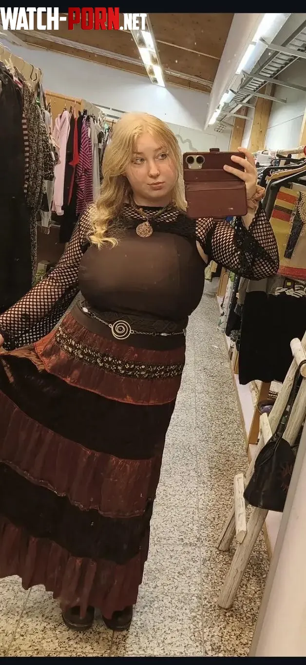 Busty in a thrift shop by FlashyIllustrator738