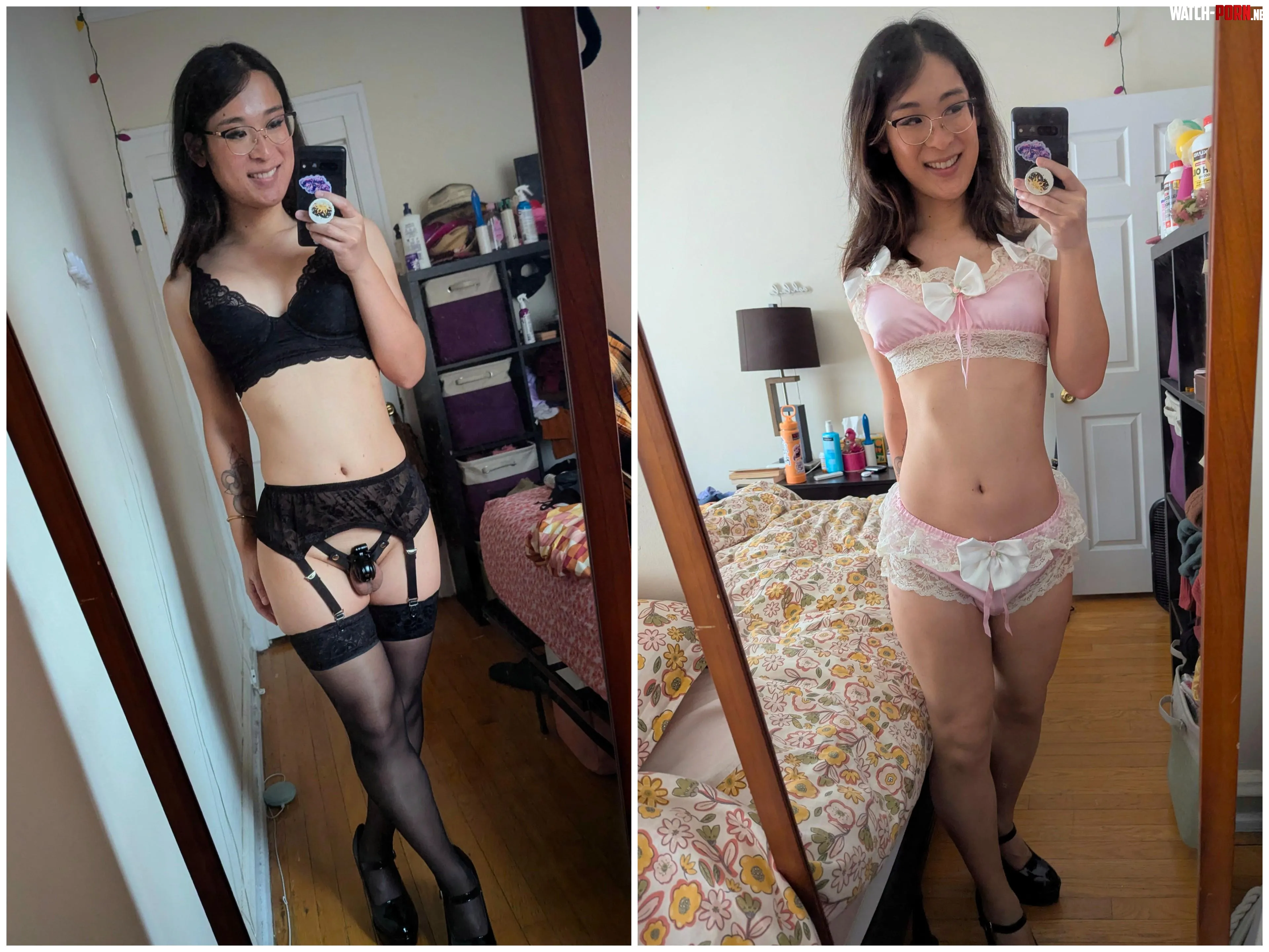 what do you like more: black or pink lingerie? 🖤🩷🖤🩷 by Kami_Sun_xx