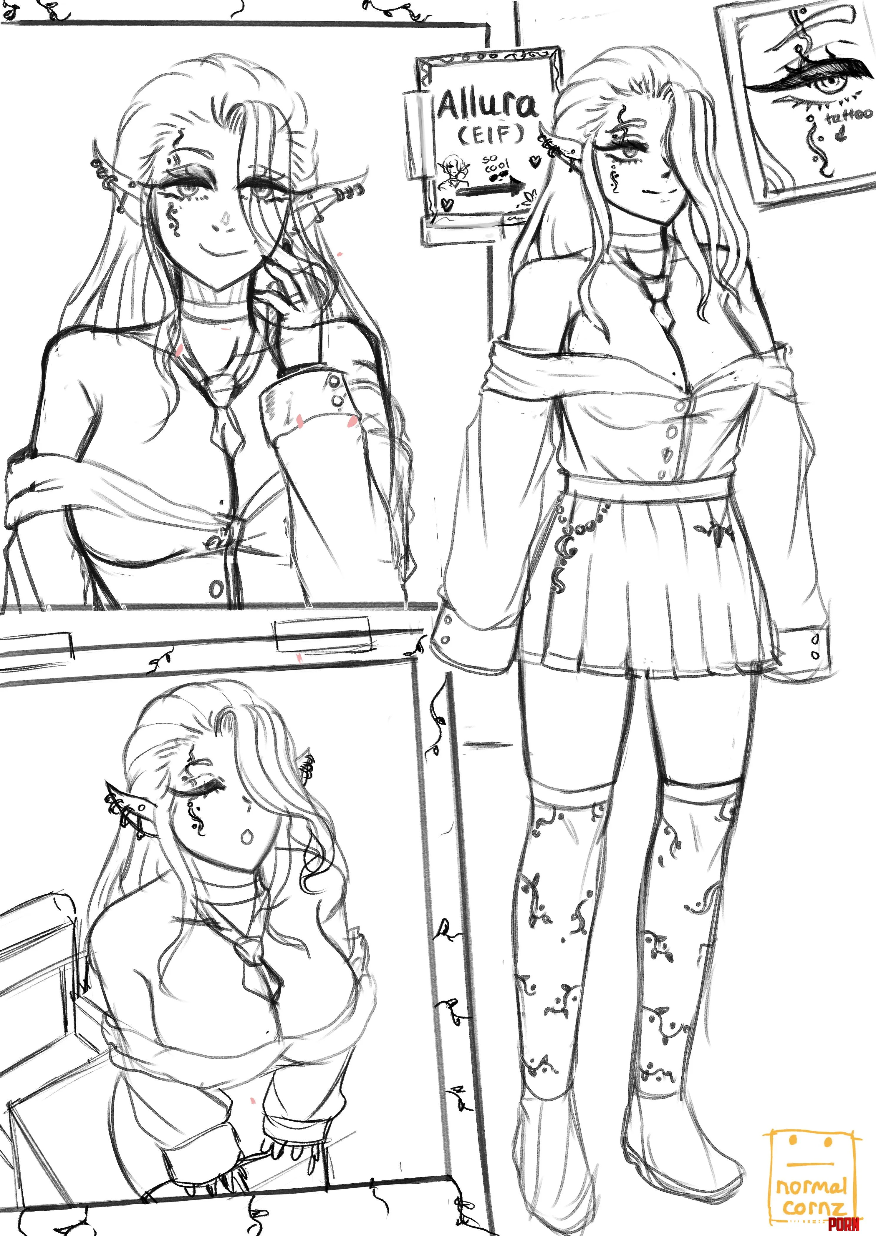 Gyaru High Elf Sketch by UNTLEND_ART