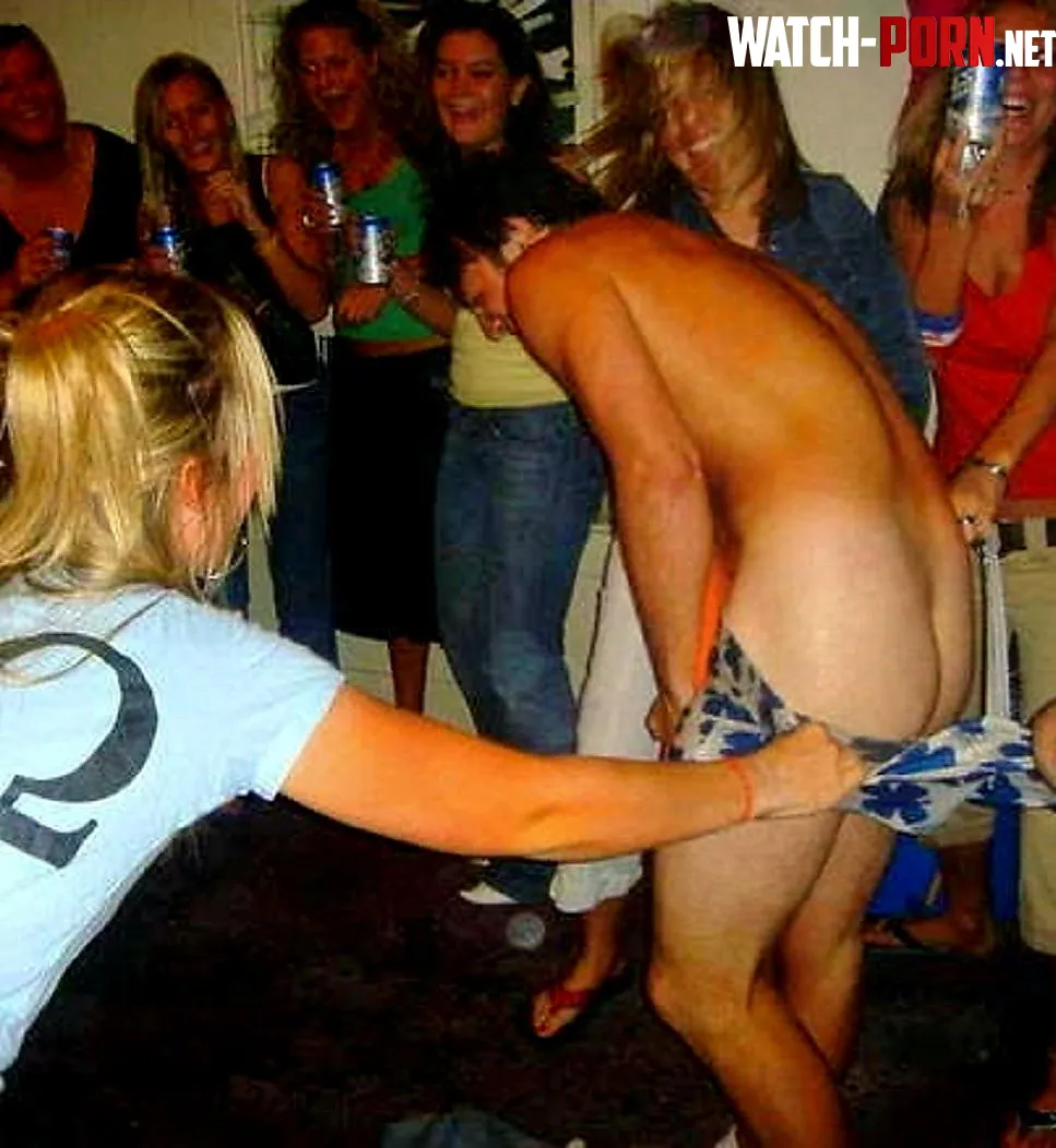 Women at a house party ravenously tear at the last bit of clothes the only man in attendance has left, they desperately want him naked. by CFNMaddict32