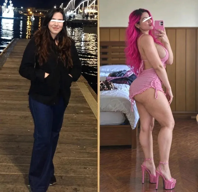Thumbnail From bland, boring and conservative who was too shy to be noticed.....to hubby's pink haired bimbofied barbie trophy who can'tget enough of the attention!