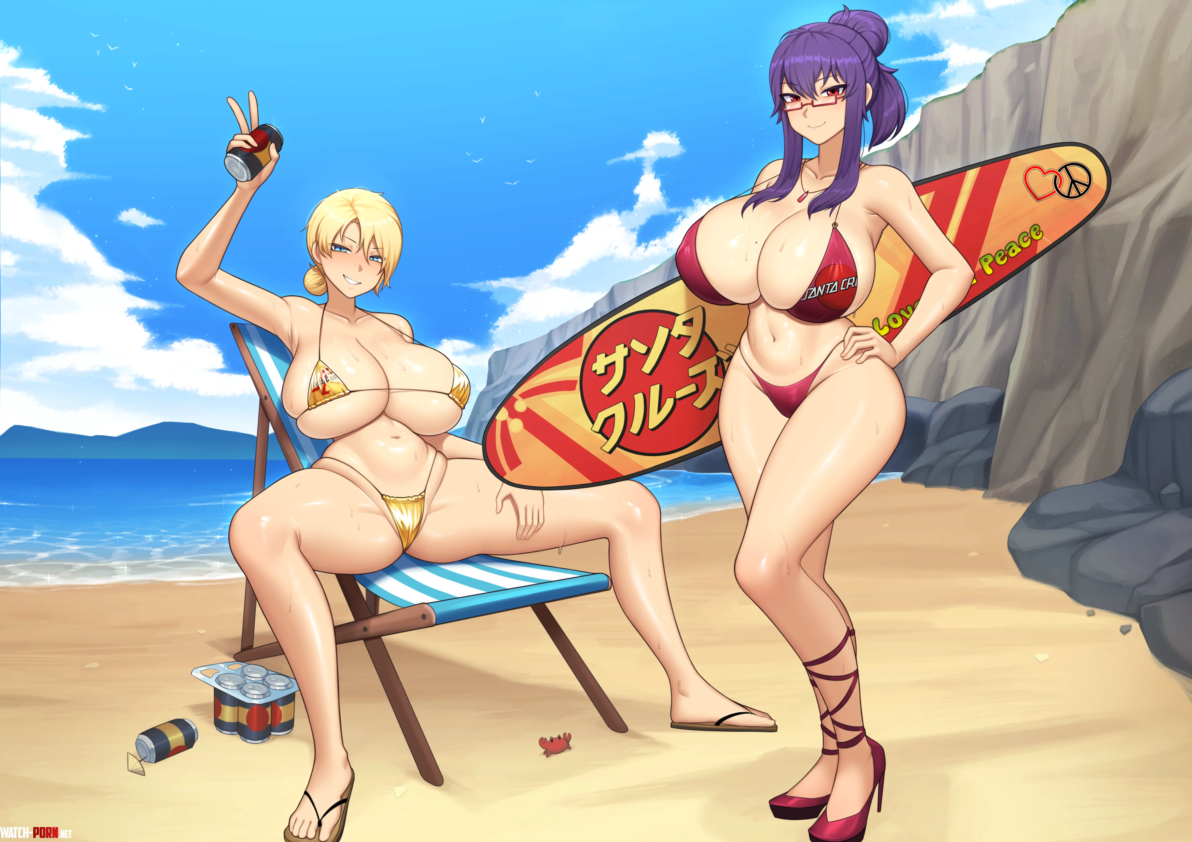 Rin and Harpy Beach Time fun (Artist: Chikaretsu. Piece requested/payed by me) by Pingas776