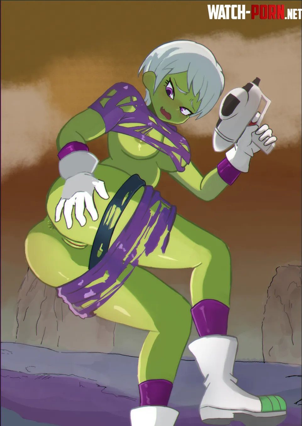 Cheelai's clothes getting torn in front of Broly by Tight_Box_6150