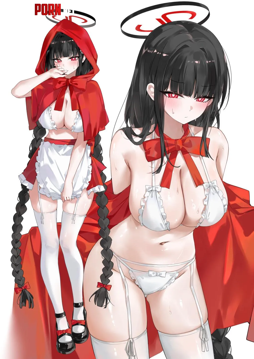 Rio in hood and apron (Demahmw(代碼) / demahmw) [Blue Archive] by elegantloveglimmer