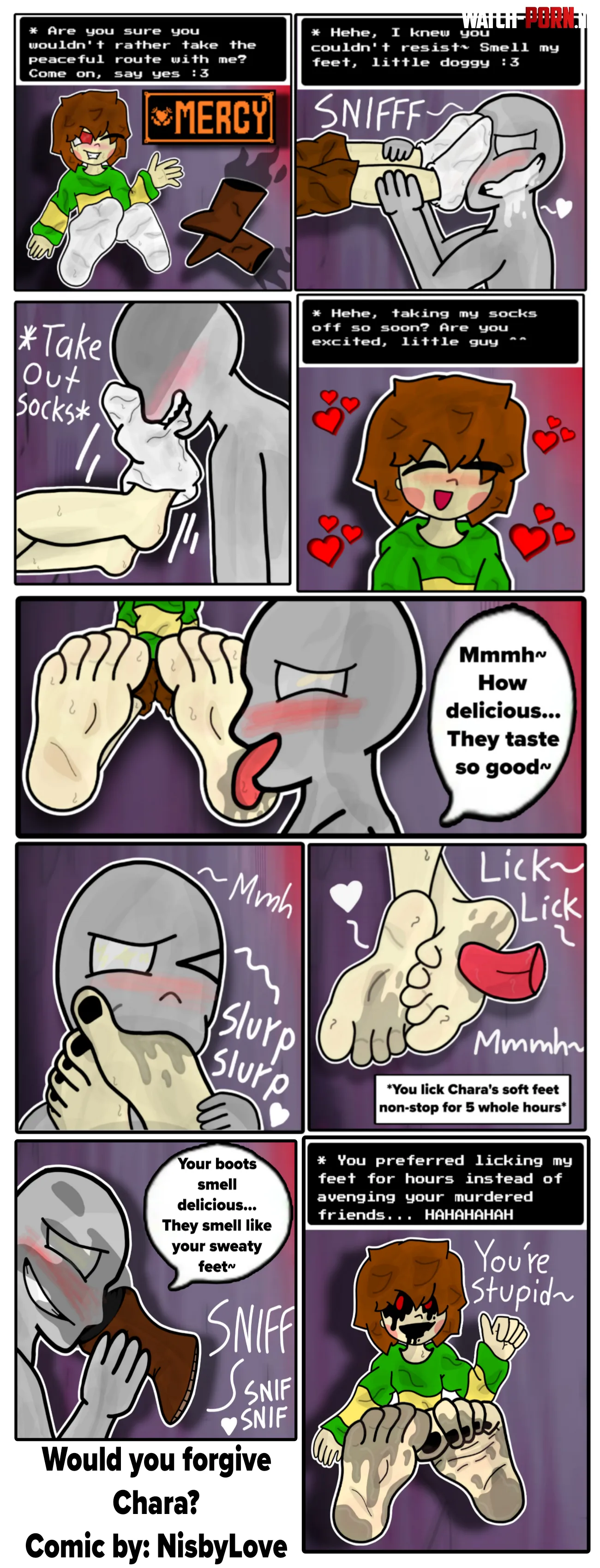 (Adult Chara) Foot Worship Comic by NisbyLove
