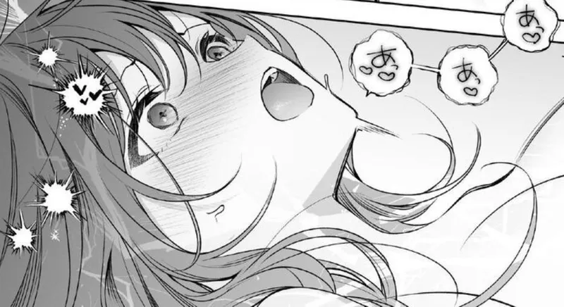 Thumbnail LF mono source: 1girl, blushing, Japanese text, moaning, implied sex, open mouth, short hair, sweat drop
