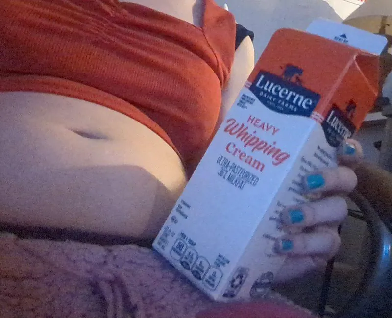 Thumbnail Having some cream to finish another stuffing off