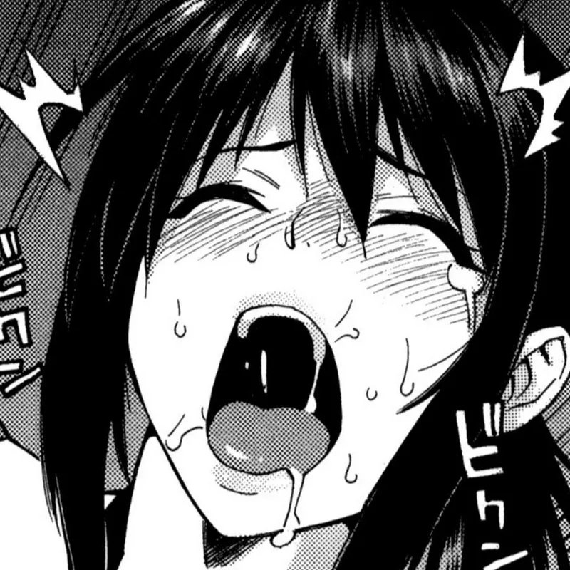 Thumbnail LF Mono Source: 1girl, open mouth, black hair, closed eyes, sweat drop